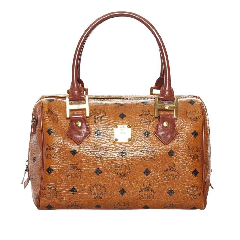 Mcm Brown Leather Boston Bag